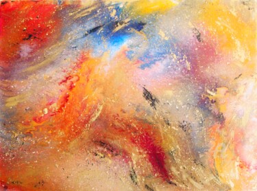 Painting titled "Cosmos desde el Sol" by María Del Carmen Pérez, Original Artwork, Acrylic Mounted on Wood Stretcher frame