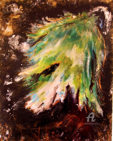 Painting titled "Naturaleza guerrera" by María Del Carmen Pérez, Original Artwork, Acrylic Mounted on Wood Stretcher frame