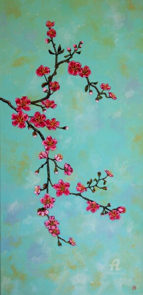 Pintura titulada "Flores en el cielo" por María Del Carmen Pérez, Obra de arte original, Acrílico