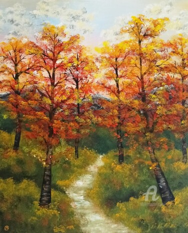 Painting titled "ESPERANZA EN OTOÑO" by María Del Carmen Pérez, Original Artwork, Acrylic Mounted on Wood Stretcher frame