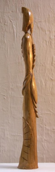 Skulptur mit dem Titel "Gardienne" von Marie-Christine Veeran, Original-Kunstwerk, Holz