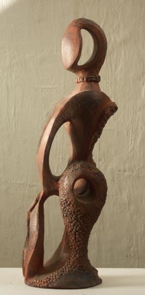 Sculpture intitulée "Gardienne" par Marie-Christine Veeran, Œuvre d'art originale, Céramique