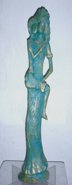 Sculpture titled "Confiance, ma fille!" by Marie-Christine Veeran, Original Artwork, Ceramics