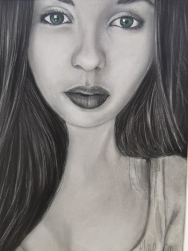 Drawing titled "Mélancolie" by Micheline Colle, Original Artwork, Pastel