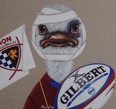Painting titled "Rugby team" by M'Do, Original Artwork, Acrylic