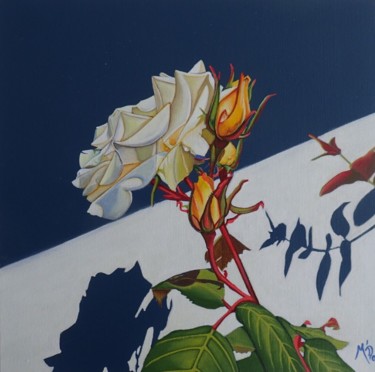 Картина под названием "Roses jaunes" - M'Do, Подлинное произведение искусства, Акрил Установлен на картон