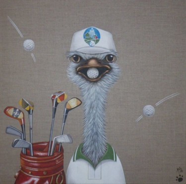 Painting titled "tee-time (commissio…" by M'Do, Original Artwork, Acrylic