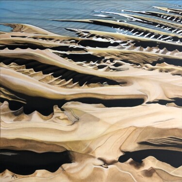 Painting titled "Sable contre mer ou…" by M'Do, Original Artwork, Acrylic Mounted on Wood Stretcher frame