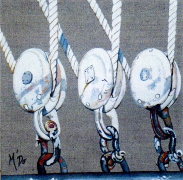 Peinture intitulée "Poulies X" par M'Do, Œuvre d'art originale, Acrylique