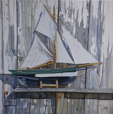 Peinture intitulée "petit bateau devien…" par M'Do, Œuvre d'art originale, Acrylique