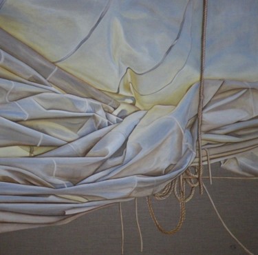 Peinture intitulée "grand voile" par M'Do, Œuvre d'art originale, Huile
