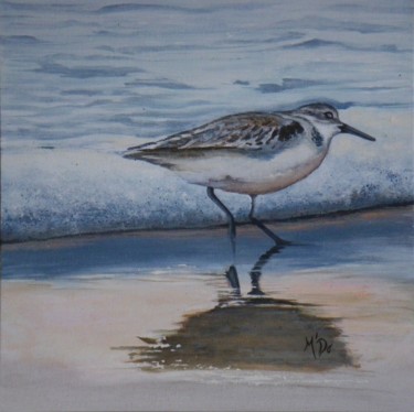 Painting titled "Petit oiseau au bor…" by M'Do, Original Artwork, Acrylic
