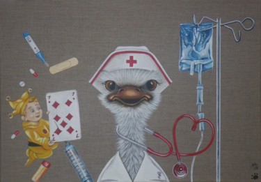 Peinture intitulée "infirmière au grand…" par M'Do, Œuvre d'art originale, Acrylique