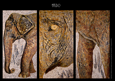 Elephant Triptych - Poster Photographie intitulée "Elephant Triptych -…" par Marie-Dominique Boneu Hyman (MDO), Œuvre d'art originale, Photographie num…