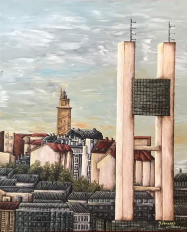 Pintura intitulada "“2 TORRES”" por M.Domarco, Obras de arte originais, Acrílico