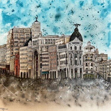 Peinture intitulée ""CALLES DE MADRID"" par M.Domarco, Œuvre d'art originale, Acrylique