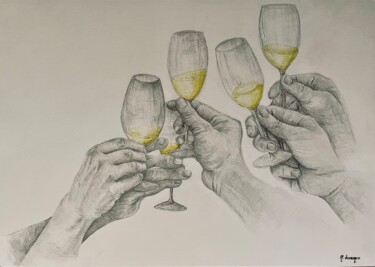 Painting titled ""CATAVINOS"" by M.Domarco, Original Artwork, Pencil