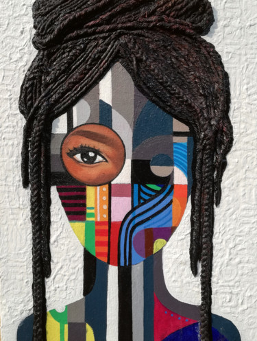Painting titled "oju inu ii ( inner…" by Damilare Idowu, Original Artwork, Acrylic
