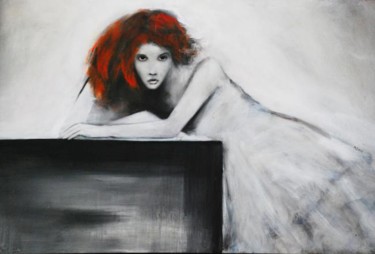Peinture intitulée "Femme accoudé, rega…" par Mathieu Drié, Œuvre d'art originale