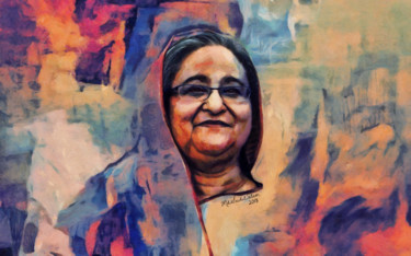 Arts numériques intitulée "Sheikh Hasina, Daug…" par Md Saidul Islam, Œuvre d'art originale, Peinture numérique