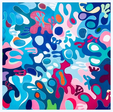 Au bord de l'eau Peinture intitulée "Au bord de l'eau" par Marie-Dominique Willemot, Œuvre d'art originale, Acrylique Monté sur Châssis