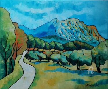 Sous la lumière bleue Peinture intitulée "Sous la lumière ble…" par Marina Rey, Œuvre d'art originale, Huile