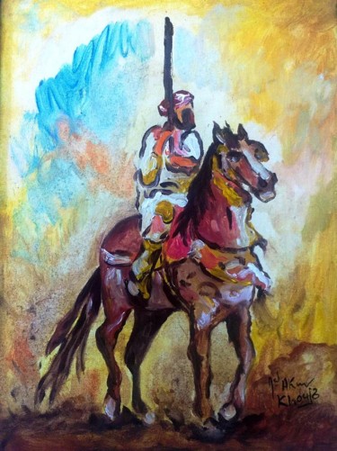 Ζωγραφική με τίτλο "Chevalier" από Med Akram Khouja, Αυθεντικά έργα τέχνης, Ακρυλικό