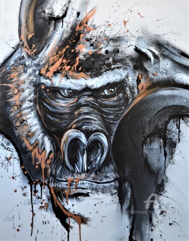 Peinture intitulée "gorille" par Tolliac, Œuvre d'art originale, Acrylique Monté sur Châssis en bois
