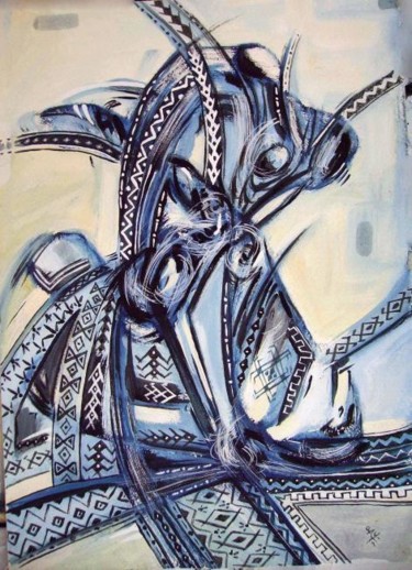 Peinture intitulée "MOTIFS BERBERES II" par Abdelmadjid Medji, Œuvre d'art originale, Huile