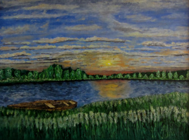 Painting titled "Early twilight (Ран…" by Alexey Mednov, Original Artwork, Oil