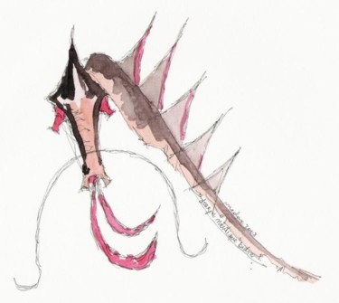 Dessin intitulée "Dragon nautique bid…" par Medora, Œuvre d'art originale