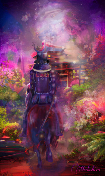 Digital Arts titled "Way Home/Samouraï" by Medushiva, Original Artwork, 2D Digital Work