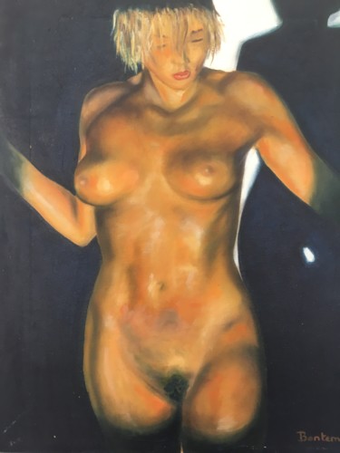 Painting titled "NUE DE FACE" by Patrice Bontemps, Original Artwork, Oil Mounted on Wood Stretcher frame