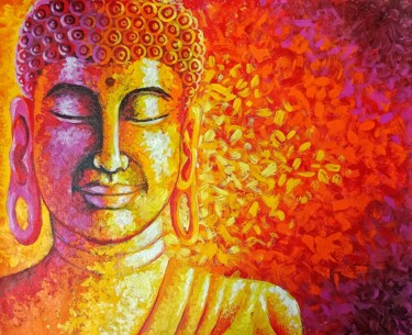 Malerei mit dem Titel "Buddha in Eternal P…" von Megh Harikrishnan, Original-Kunstwerk, Acryl