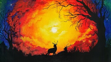 Painting titled "Sunset" by Megh Harikrishnan, Original Artwork, Acrylic