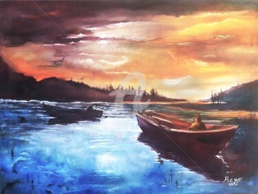 Картина под названием "Boats - 2017 - Oil…" - Mego, Подлинное произведение искусства, Масло