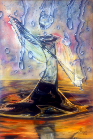 Картина под названием "Drops can dance" - Mego, Подлинное произведение искусства, Масло