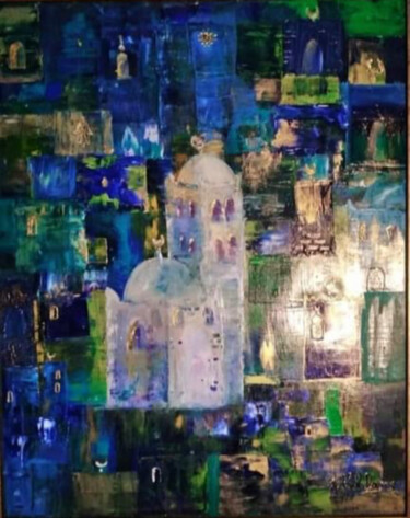 Malerei mit dem Titel "Émotions bleues" von Mehdi Abtroun, Original-Kunstwerk, Acryl