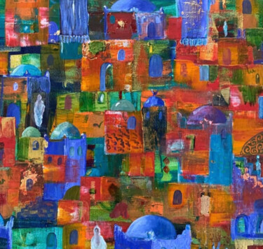 Painting titled "Town n-1" by Mehdi Abtroun, Original Artwork, Acrylic