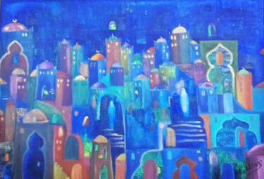 Painting titled "Town n-4" by Mehdi Abtroun, Original Artwork, Acrylic