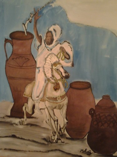 Painting titled "LE CAVALIER ET LES…" by Mehdi Belabyad, Original Artwork