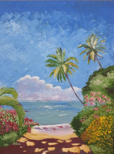 Palmiers2 Peinture intitulée "Palmiers2" par Mehdi Elghazi, Œuvre d'art originale, Huile