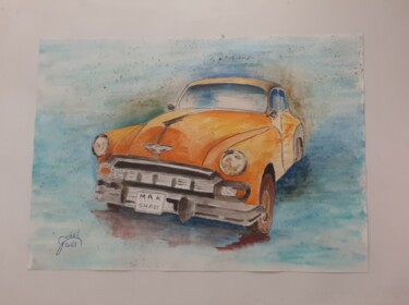 Painting titled "Voiture" by Mehdi Elghazi, Original Artwork, Oil
