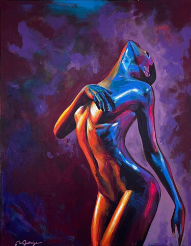 Schilderij getiteld "Purple Nude" door Mehdi Fahraji, Origineel Kunstwerk, Acryl