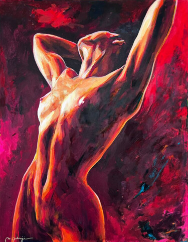 Painting titled "Naked Girl dancing…" by Mehdi Fahraji, Original Artwork, Acrylic Mounted on Wood Stretcher frame