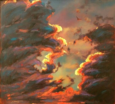 Peinture intitulée "clouds" par Mehdi Fahraji, Œuvre d'art originale, Huile