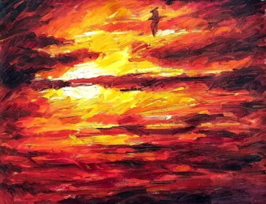Peinture intitulée "Sunset and lonely B…" par Mehdi Fahraji, Œuvre d'art originale, Huile