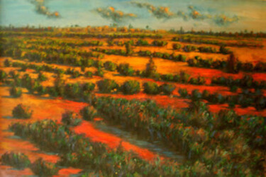 Pintura intitulada "sunset in the villa…" por Mehdi Fahraji, Obras de arte originais, Óleo