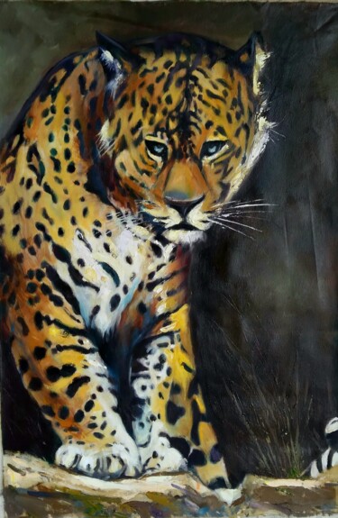 Ζωγραφική με τίτλο "Leopard" από Mehdi Fahraji, Αυθεντικά έργα τέχνης, Λάδι