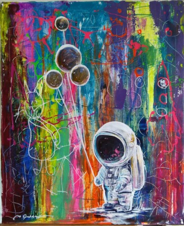 Schilderij getiteld "A Space Adventure w…" door Mehdi Fahraji, Origineel Kunstwerk, Acryl